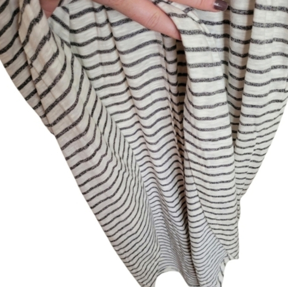 Listicle Terry Keyhole Lounge Dress In Gray White Stripes Size Large - Picture 4 of 12